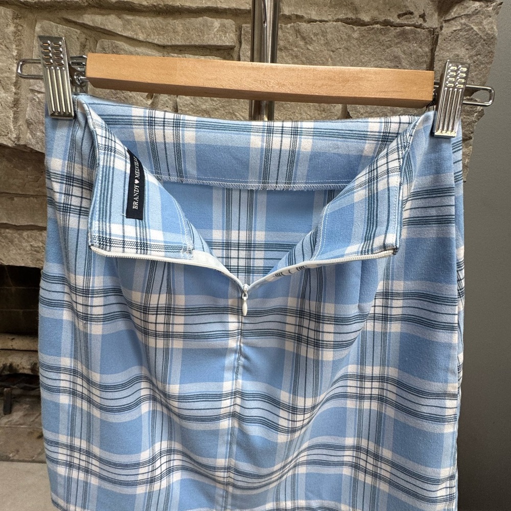 Brandy Melville Blue and White Plaid Mini Skirt - Picture 13 of 15